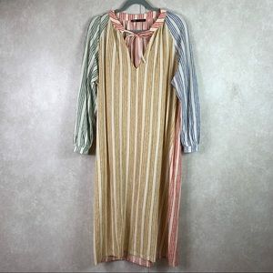 Zara caftan striped linen blend color black dress